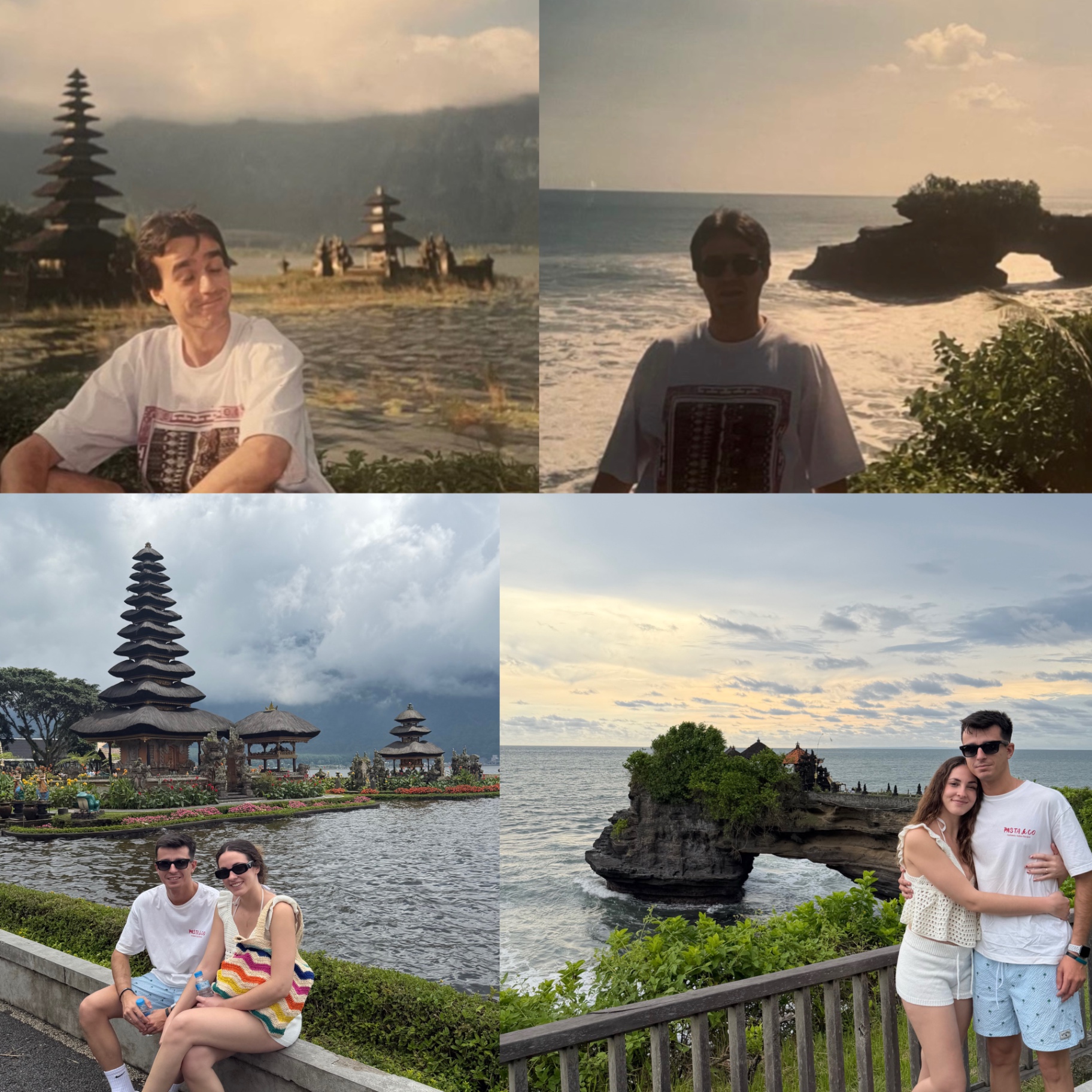 Comparación con las fotos de mi padre 20 años antes en Pura Ulun Danu Bratan y Tanah Lot